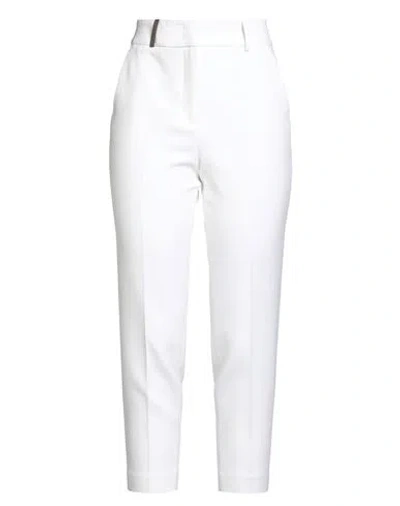 PESERICO PESERICO WOMAN PANTS WHITE SIZE 6 POLYESTER, VISCOSE, COTTON, ELASTANE