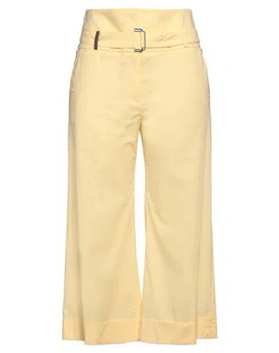 Peserico Woman Pants Yellow Size 12 Cotton, Elastane