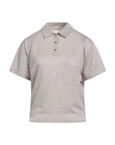Peserico Woman Polo Shirt Brown Size 8 Cotton, Tencel