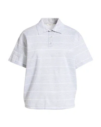 Peserico Woman Polo Shirt Light Grey Size 6 Linen, Cotton In Gray