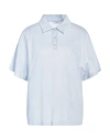 Peserico Woman Polo Shirt Sky Blue Size 14 Cotton, Linen