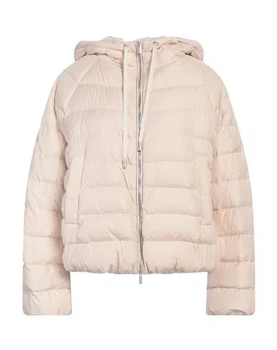 Peserico Woman Puffer Beige Size 6 Polyester, Cotton, Nylon