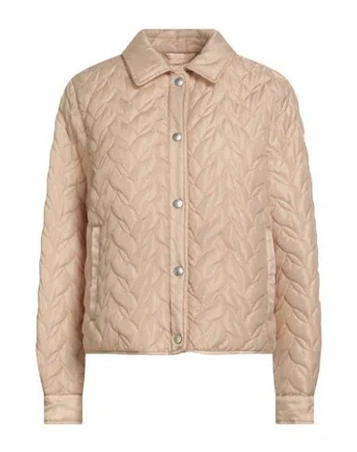Peserico Woman Puffer Cream Size 6 Polyamide In Brown