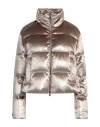 Peserico Woman Puffer Gold Size 10 Polyester, Nylon, Viscose, Metallic Fiber, Merino Wool In Gold
