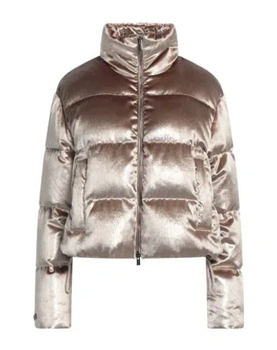 Peserico Woman Puffer Gold Size 10 Polyester, Nylon, Viscose, Metallic Fiber, Merino Wool
