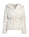 Shop Peserico Woman Puffer Ivory Size 6 Nylon, Cotton In White