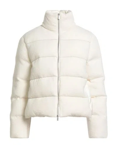 Peserico Woman Puffer Ivory Size 6 Nylon In White