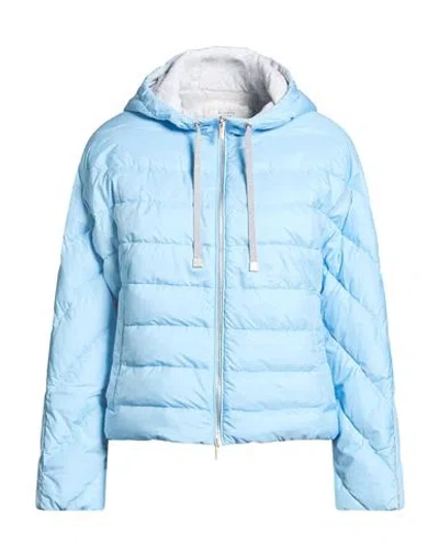Peserico Woman Puffer Light Blue Size 10 Polyester