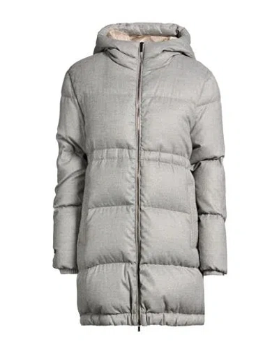 Peserico Woman Puffer Light Grey Size 6 Polyester, Viscose In Gray