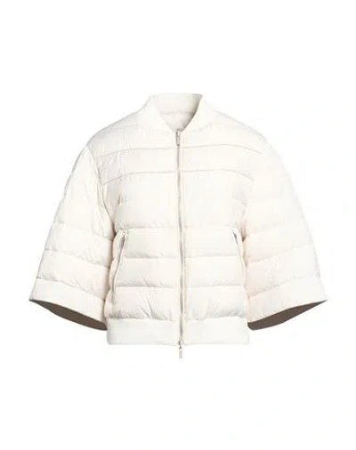 Peserico Woman Puffer Off White Size 6 Polyester, Cotton