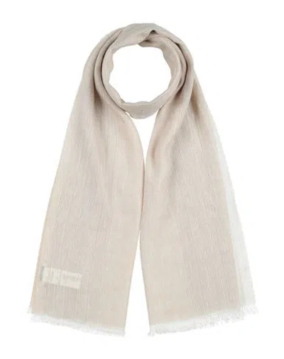 Peserico Woman Scarf Beige Size - Linen, Cashmere, Viscose, Metallic Polyester