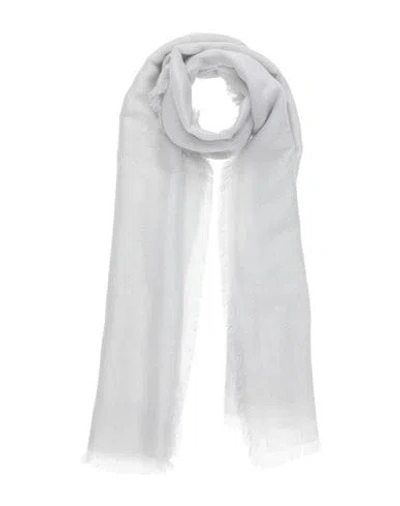 Peserico Woman Scarf White Size - Cotton, Modal, Linen, Polyamide, Metallic Polyester In Gray