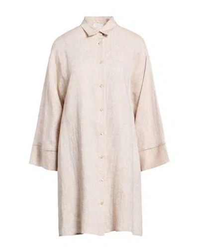 Peserico Woman Shirt Beige Size 12 Linen In Brown