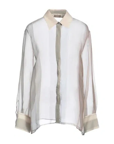 Peserico Woman Shirt Beige Size 16 Silk In White
