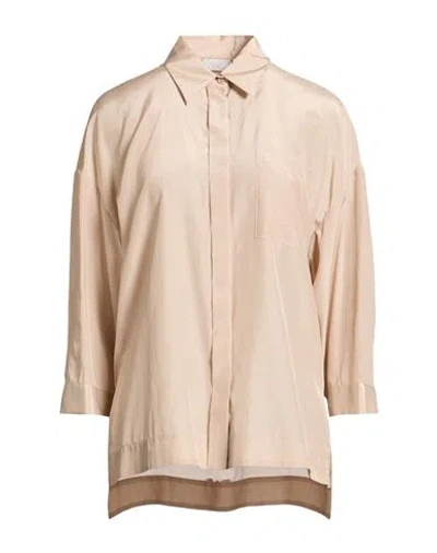Peserico Woman Shirt Beige Size 4 Silk, Cotton In Multi