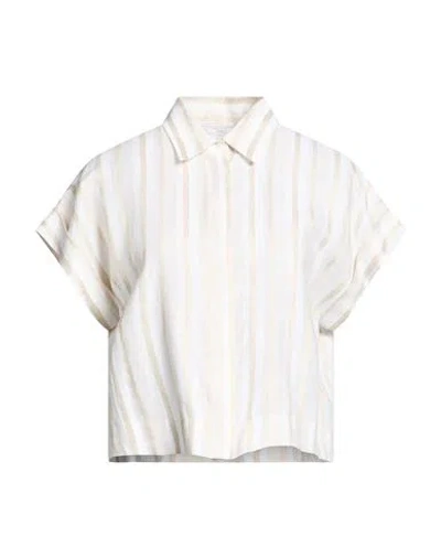 Peserico Woman Shirt Beige Size 6 Linen In White