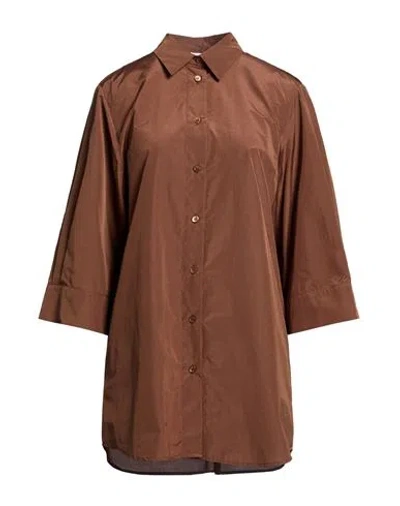 Peserico Woman Shirt Brown Size 6 Cotton, Polyester