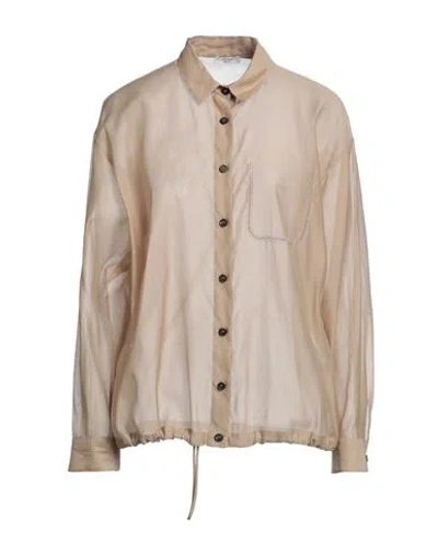 Peserico Woman Shirt Camel Size 10 Cotton, Silk In Beige