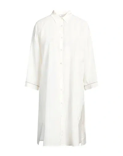 Peserico Woman Shirt Cream Size 10 Cotton, Polyester In White