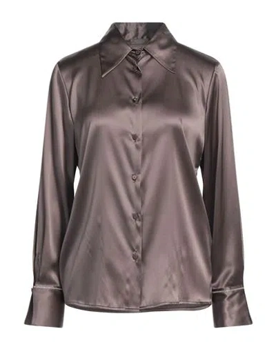 Peserico Woman Shirt Dark Brown Size 10 Silk, Elastane
