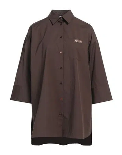 Peserico Woman Shirt Dark Brown Size 6 Cotton, Elastane