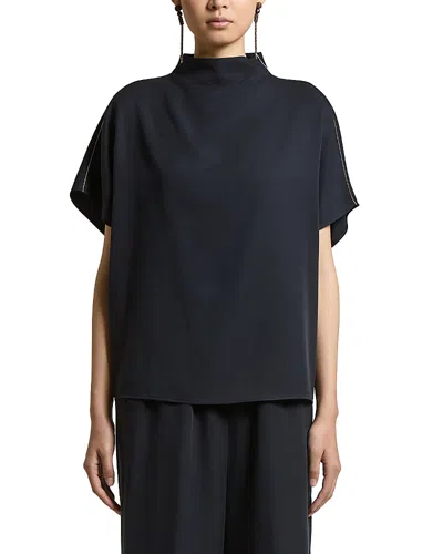 Peserico Woman Shirt In Peachskin Pure Tencel Flowy Twill With Crater Neckline In Black
