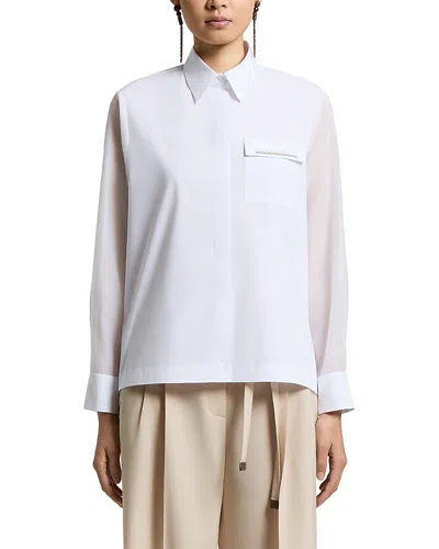 Peserico Woman Shirt In Stretch Cotton Popeline And Cotton Silk Blend Matte In White