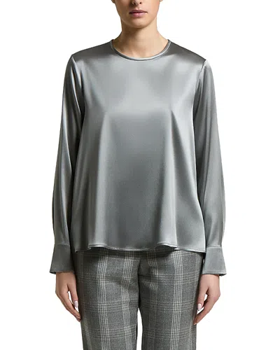 Peserico Woman Shirt In Stretch Shiny Silk Satin In Gray