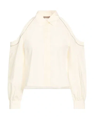 Peserico Woman Shirt Ivory Size 14 Cotton, Polyester In Neutral