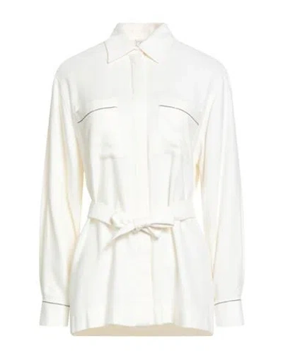 Peserico Woman Shirt Ivory Size 8 Viscose, Wool In White