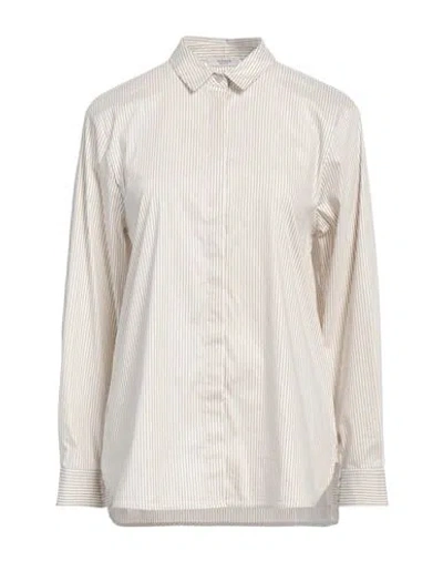 Peserico Woman Shirt Khaki Size 8 Cotton, Polyamide, Elastane, Polyester In Beige