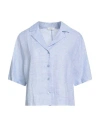 Peserico Woman Shirt Light Blue Size 12 Linen In Blue