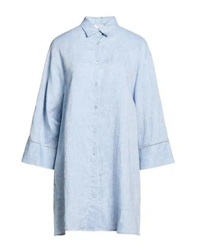 Peserico Woman Shirt Light Blue Size 2 Linen