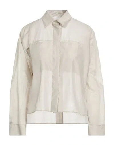 Peserico Woman Shirt Light Grey Size 6 Cotton, Silk In Brown