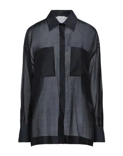 Peserico Woman Shirt Midnight Blue Size 12 Cotton, Silk In Black