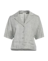 Peserico Woman Shirt Military Green Size 4 Linen In Gray