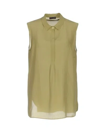 Peserico Woman Shirt Military Green Size 6 Silk