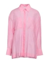 Shop Peserico Woman Shirt Pink Size 14 Cotton, Silk
