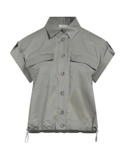 Peserico Woman Shirt Sage Green Size 6 Cotton, Elastane