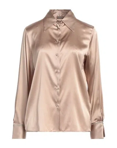 Peserico Woman Shirt Sand Size 8 Silk, Elastane In Beige