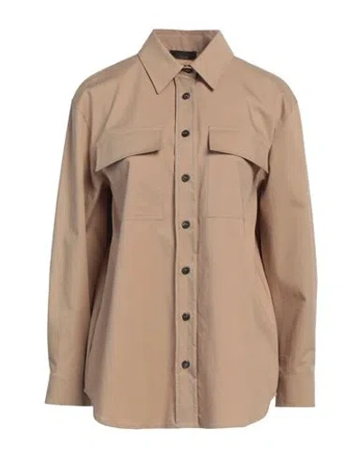 Peserico Woman Shirt Sand Size 8 Cotton, Polyester, Elastane In Beige