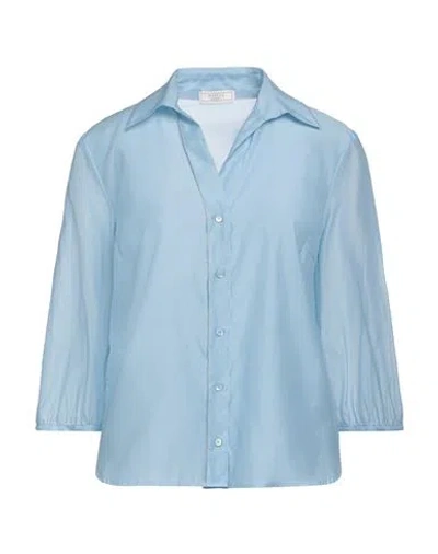 Peserico Woman Shirt Sky Blue Size 6 Cotton, Silk