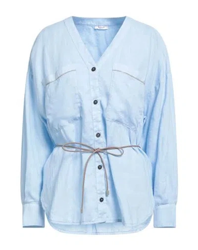 Peserico Woman Shirt Sky Blue Size 8 Linen