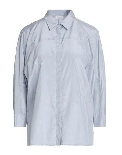 Peserico Woman Shirt Slate Blue Size 10 Silk, Cotton