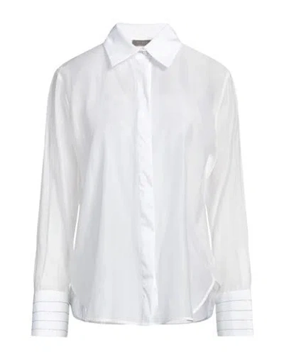 Peserico Woman Shirt White Size 12 Cotton, Silk, Polyamide, Elastane