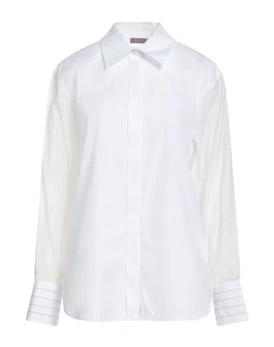 Peserico Woman Shirt White Size 12 Cotton, Polyamide, Elastane