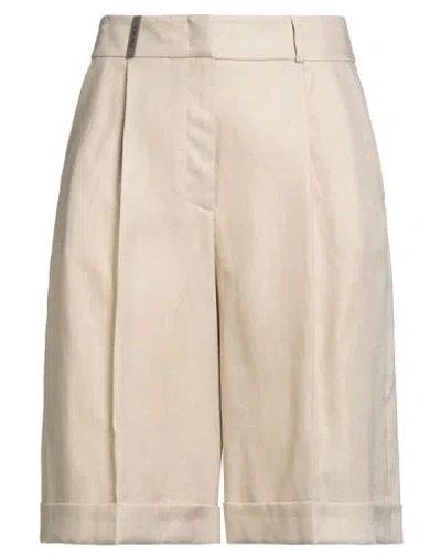 Peserico Woman Shorts & Bermuda Shorts Beige Size 12 Linen