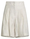 Peserico Woman Shorts & Bermuda Shorts Beige Size 4 Linen, Viscose In White