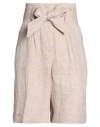 Peserico Woman Shorts & Bermuda Shorts Beige Size 8 Linen In Neutral