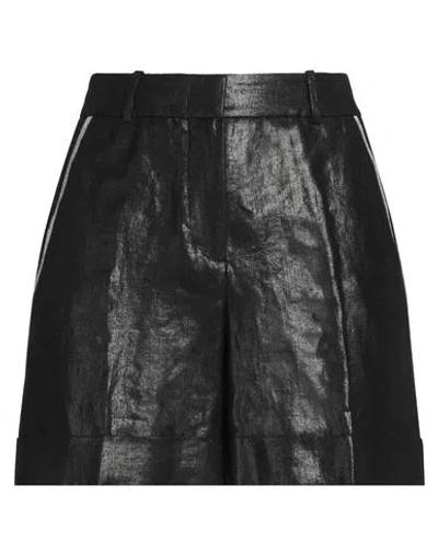 Peserico Woman Shorts & Bermuda Shorts Black Size 6 Linen